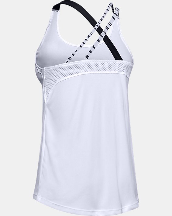 Women's HeatGear® Armour Wordmark Double Strap Tank, White, pdpMainDesktop image number 5